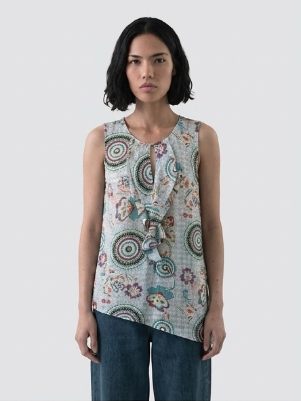 DR2 Asymmetrical hem‎ blouse sleeveless Y2K Whimsigoth bohemian